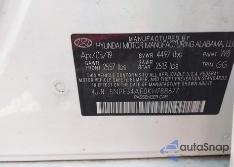 2019 Hyundai Sonata Sel from USA, damaged, VIN 5NPE34AF0KH788677